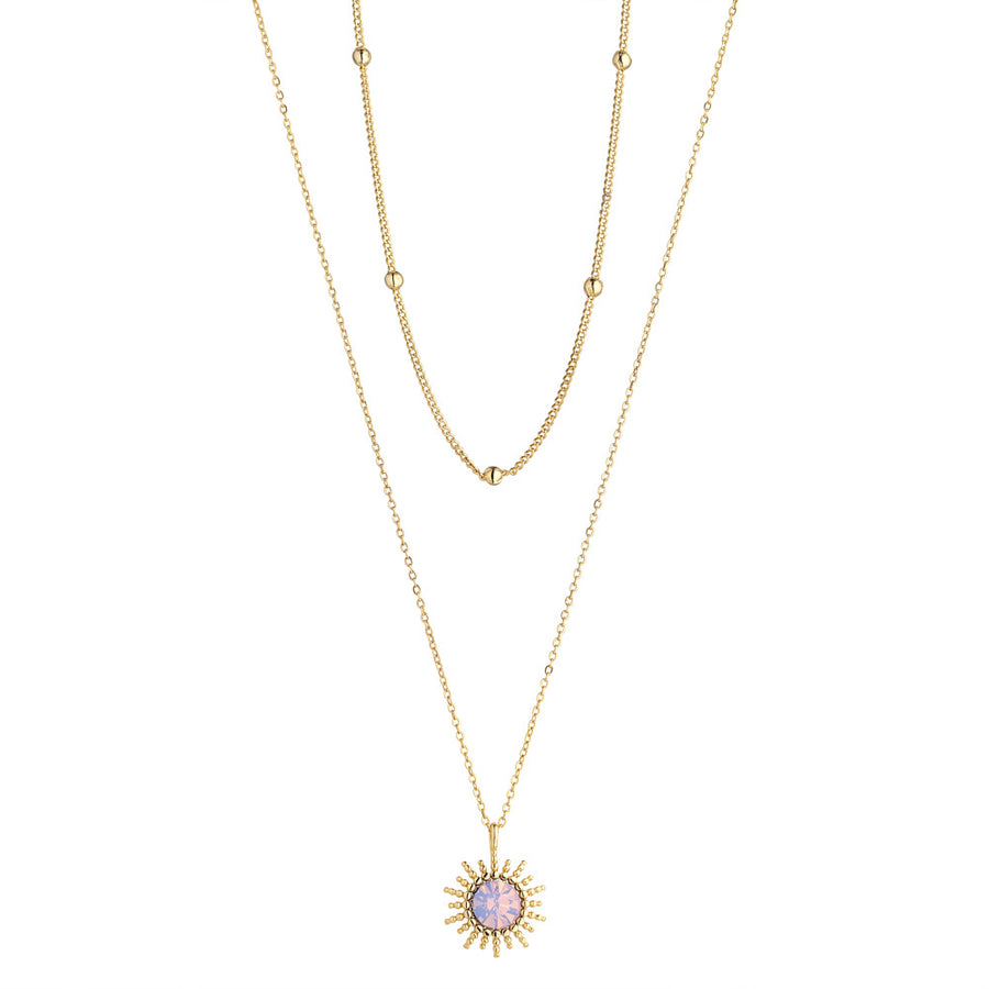 Rosewater Opal Sunburst Necklace