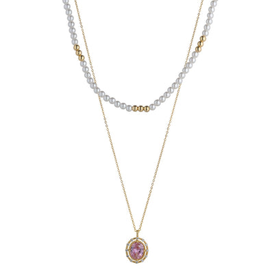 Vintage Pink Crystal Necklace