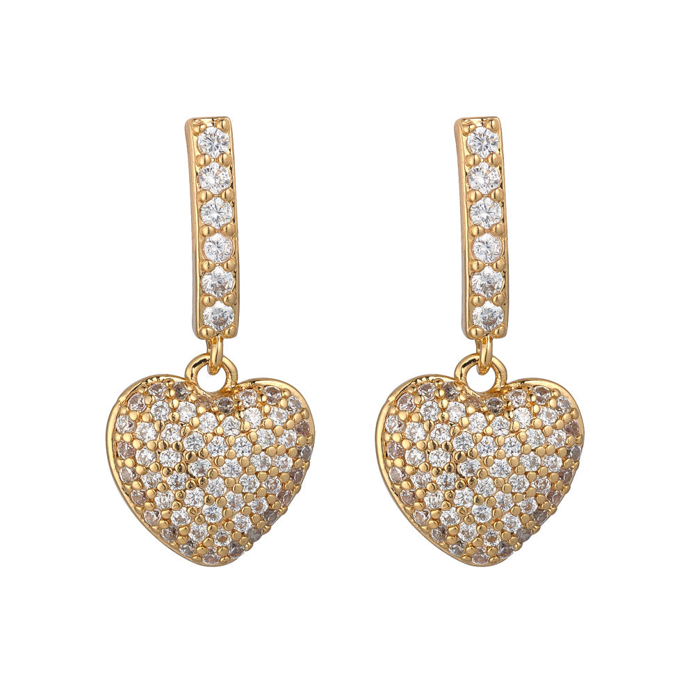 Gold Heart Drop Earrings