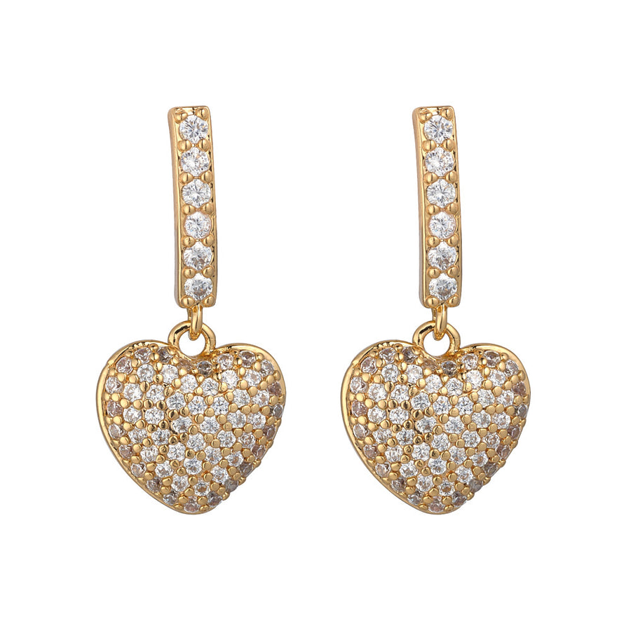 Gold Heart Drop Earrings