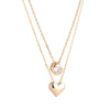 Gold Duo Heart & Solitaire Necklace