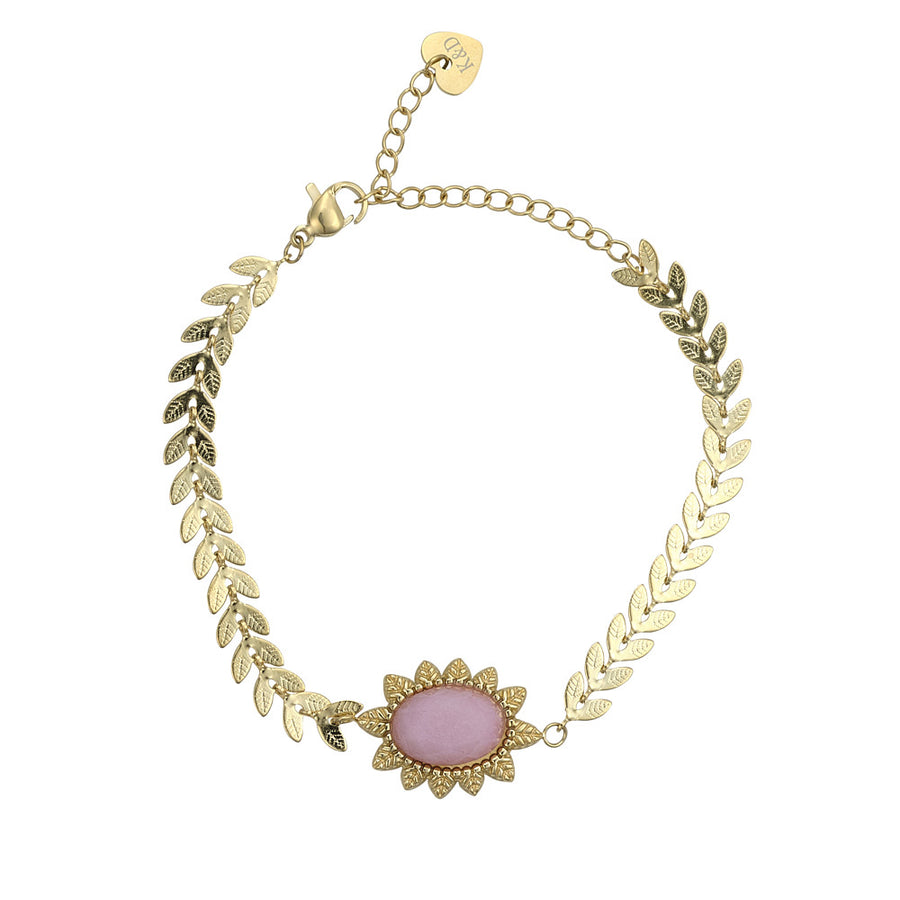 Semi Precious Pink Jade Stone Bracelet