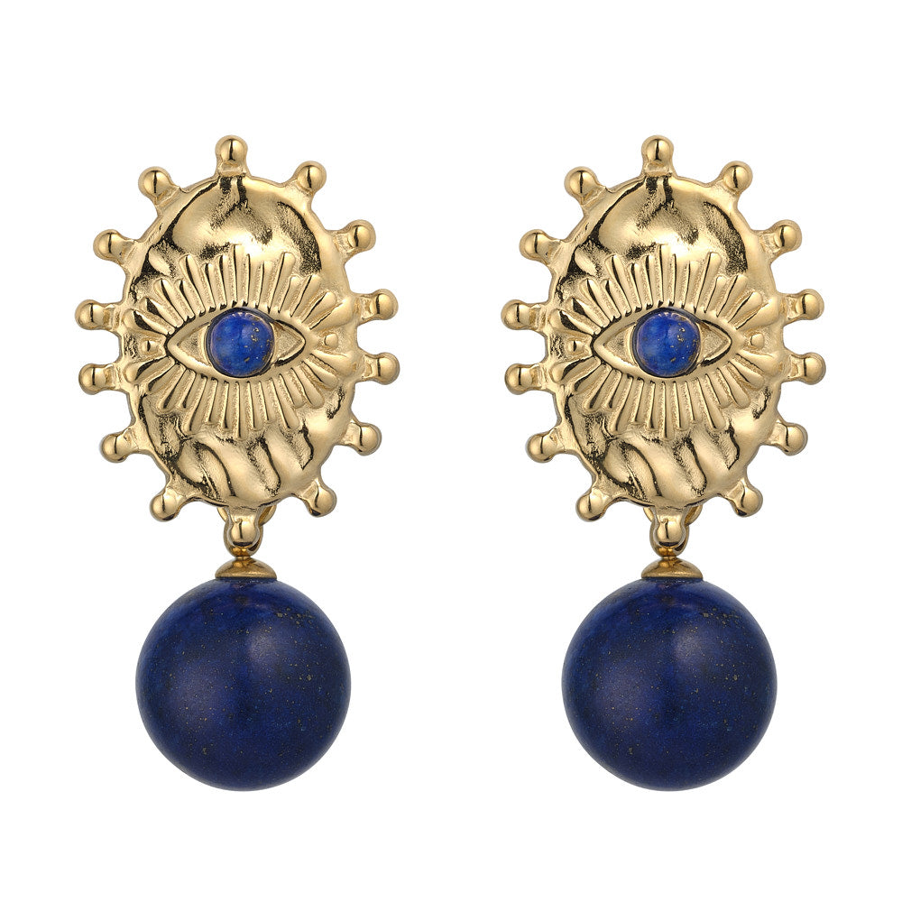 Semi Precious Lapis Stone Earrings