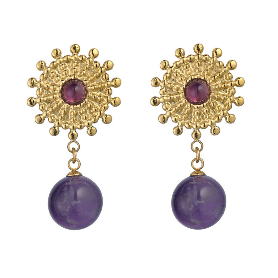 Semi Precious Amethyst Stone Earrings