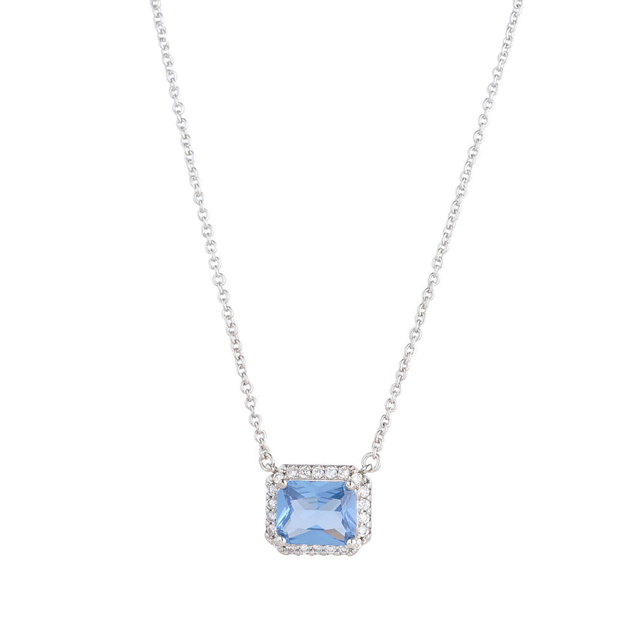 Horizontal Light Blue Crystal Necklace