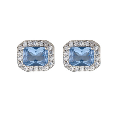 Horizontal Light Blue Crystal Earrings