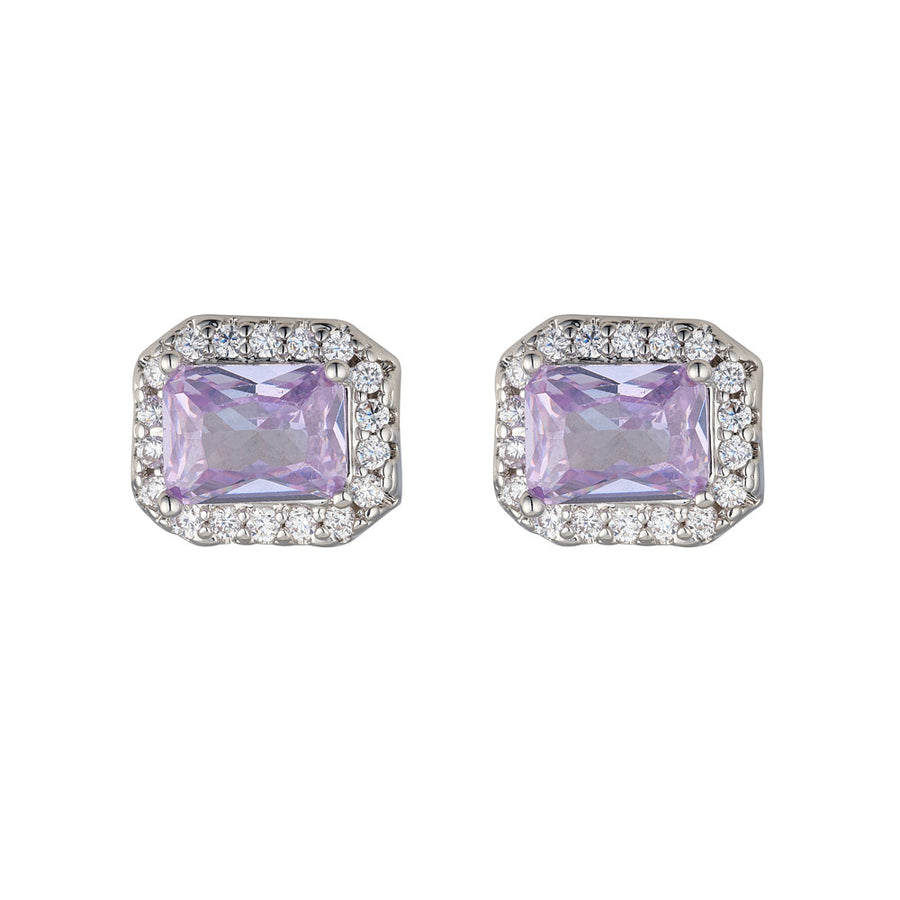 Horizontal Lavender CZ Earrings