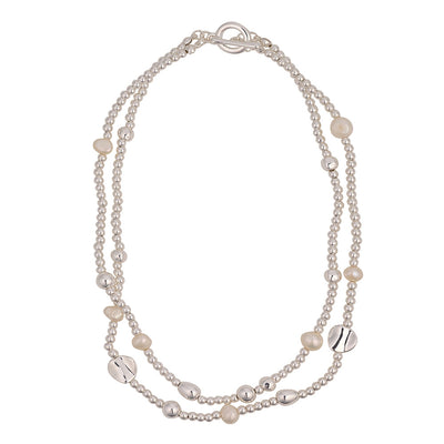 Freshwater Pearl & Beaded Silver Necklace