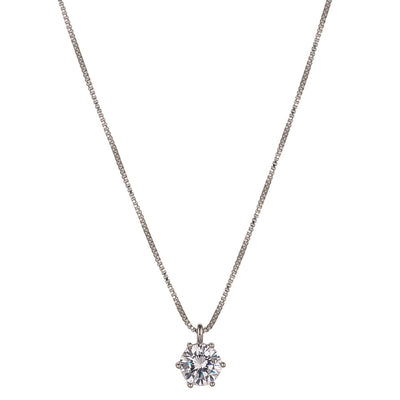 Solitaire Rhodium Pendant