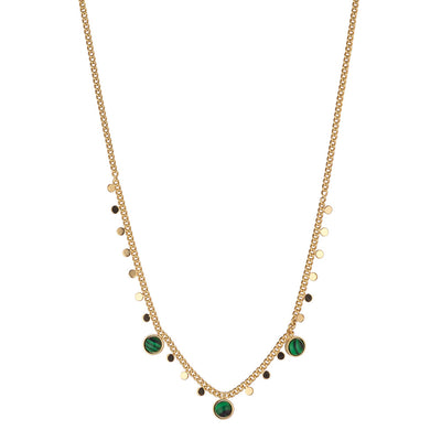 Gold disc & Malachite Necklace