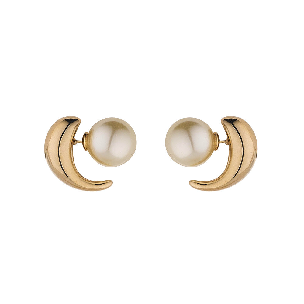 Double Sided Faux Pearl & Gold Plated Earrings