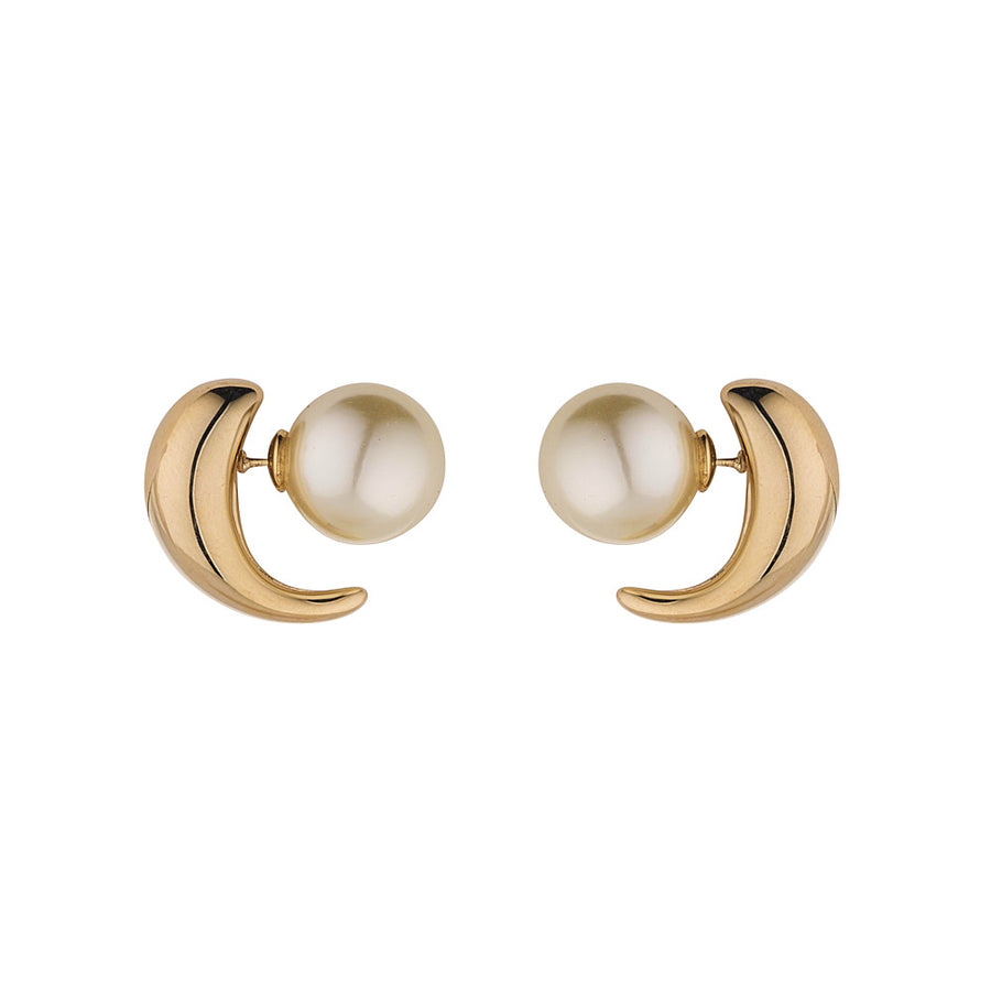 Double Sided Faux Pearl & Gold Plated Earrings