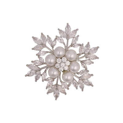 Pearl & Crystal Floral Brooch