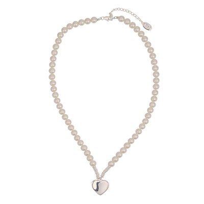 Faux Pearl & Heart Necklace