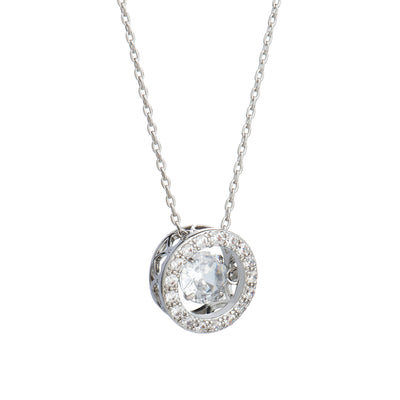 Floating Solitaire Silver Necklace