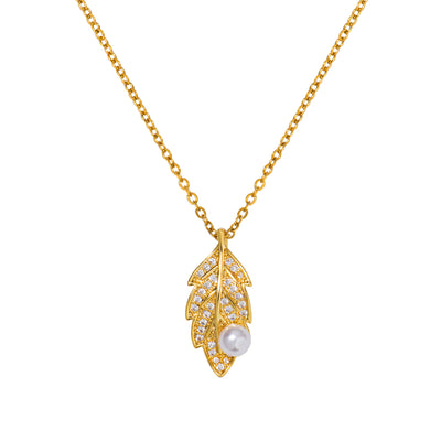 Davina Leaf & Pearl Pendant