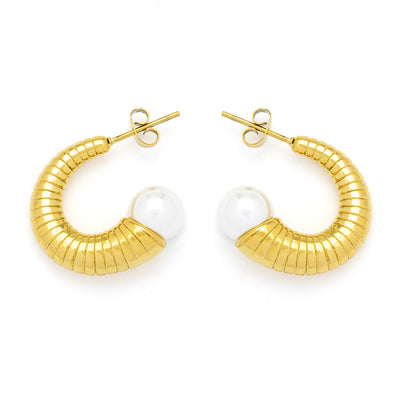 Faux Pearl Hoops