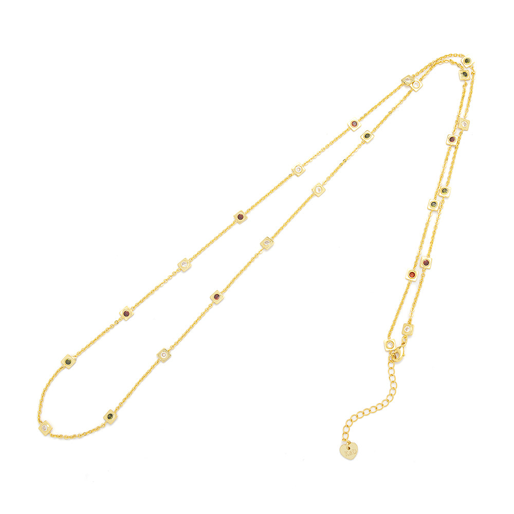 Long Multi Coloured CZ Necklace
