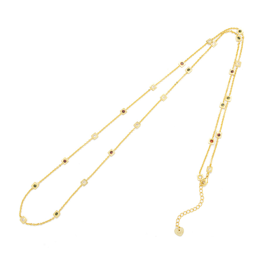 Long Multi Coloured CZ Necklace