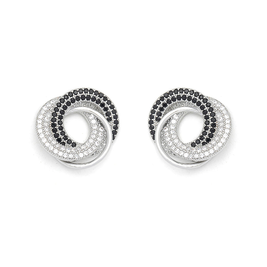 Clear & Jet CZ Stone Earrings