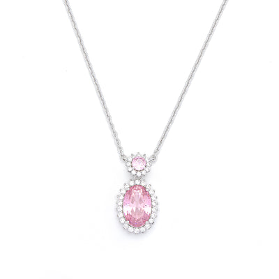 Classic Oval Drop Rose Pink Necklace