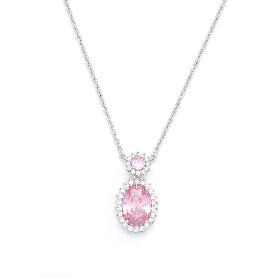 Classic Oval Drop Rose Pink Necklace