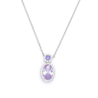 Classic Oval Drop Amethyst Necklace