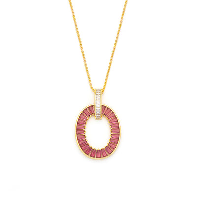 Oval Red Rose Necklace