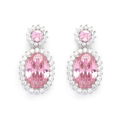 Classic Oval Drop Rose Pink Earrings