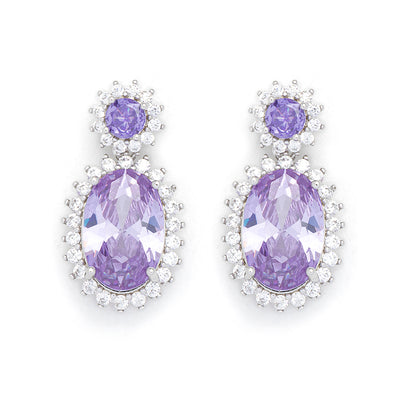 Classic Oval Drop Amethyst Earrings