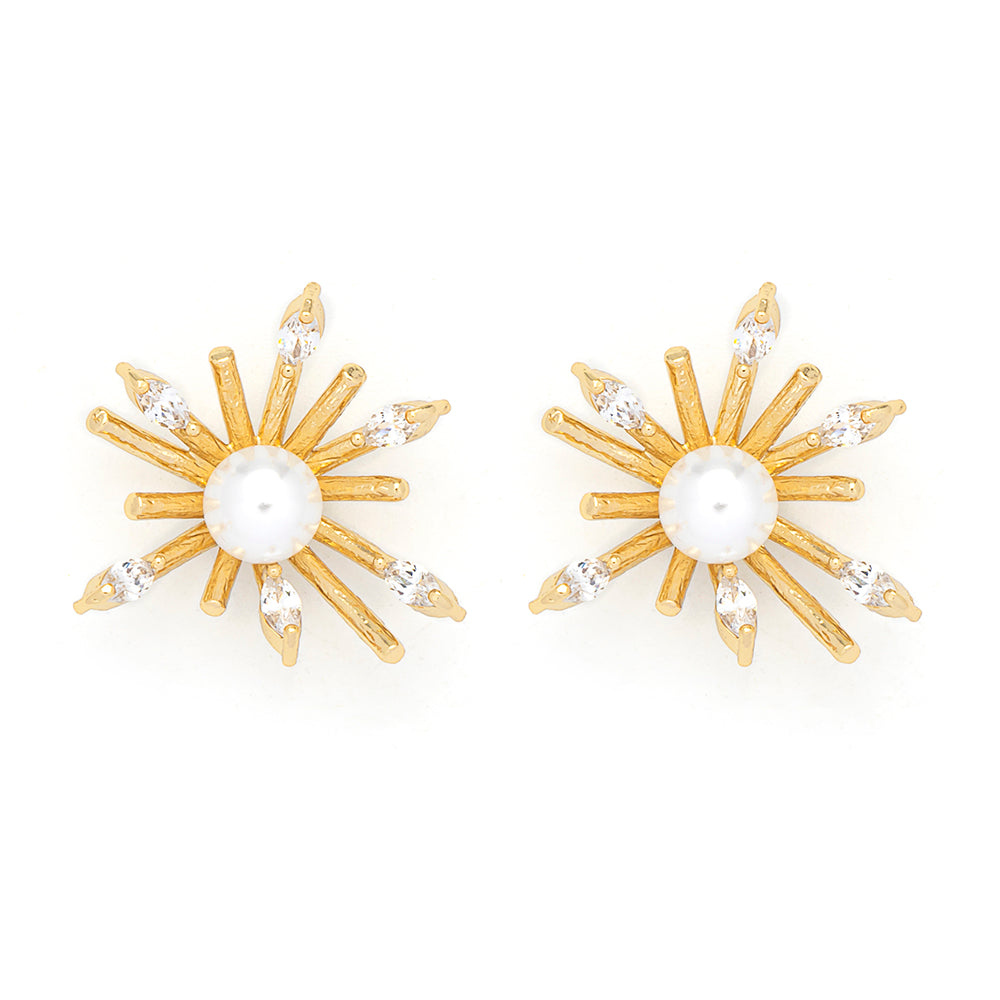 Star Rays Pearl Earrings
