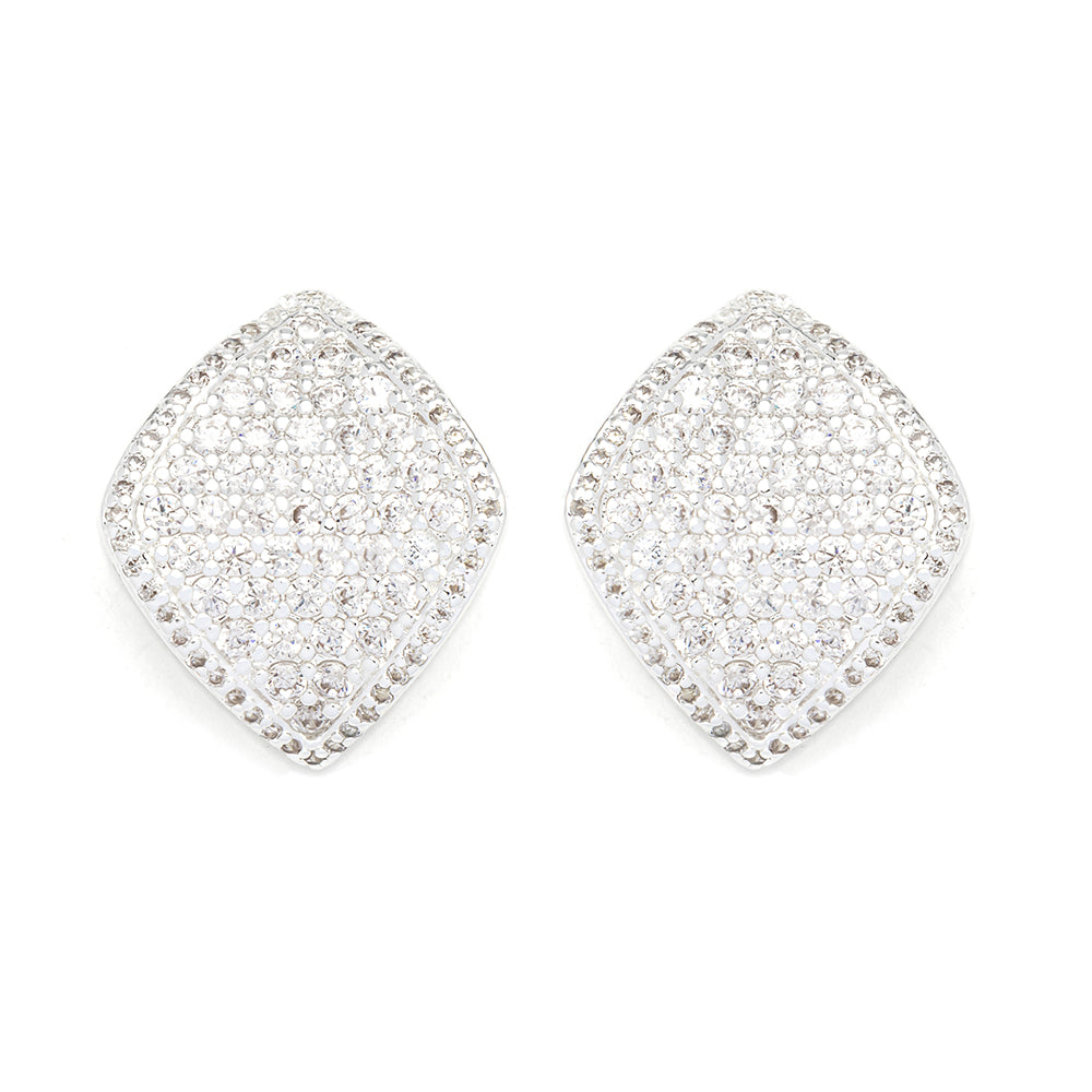 Crystal Encrusted Diamond Shape Earrings