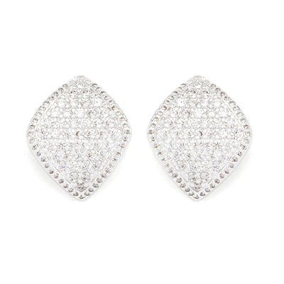 Crystal Encrusted Diamond Shape Earrings