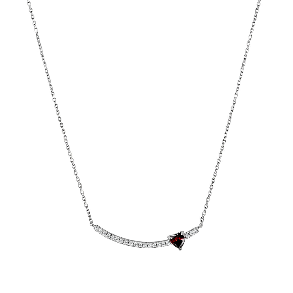 The Bar Necklace with Garnet CZ