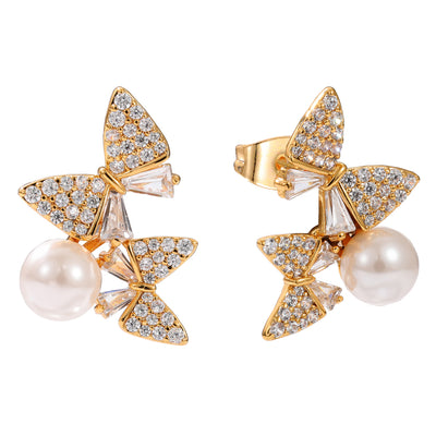 The Pink Box Butterfly & Pearl Earrings
