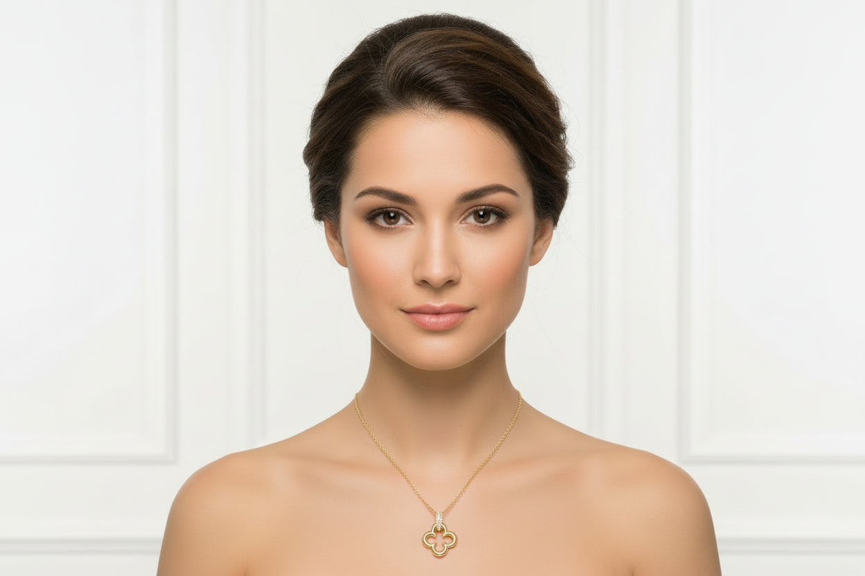 The Pink Box Clover & Crystal Pendant