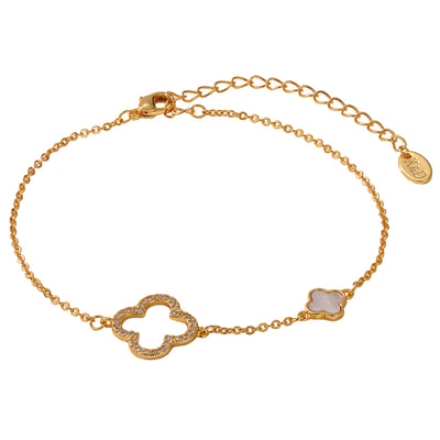 The Pink Box Clover Crystal & Shell Bracelet