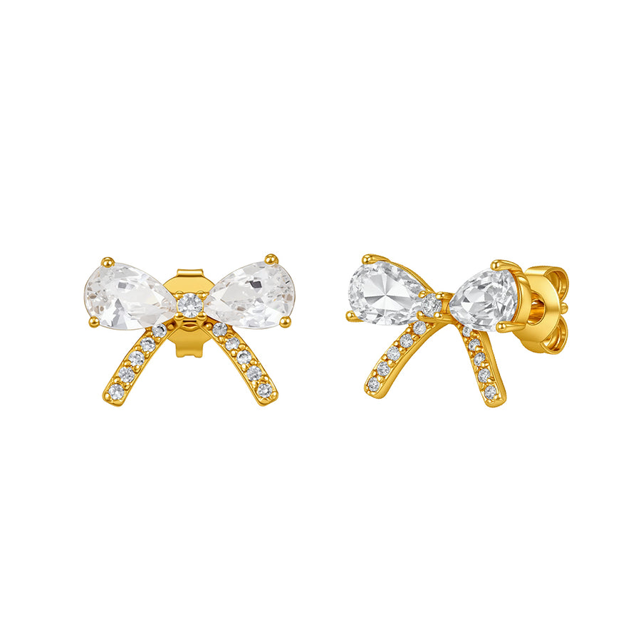 The Pink Box Crystal Bow Earrings