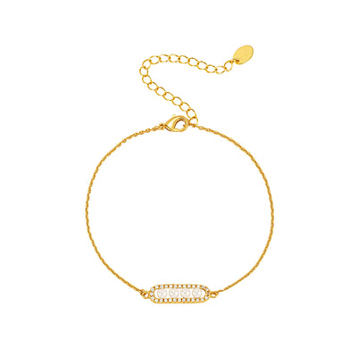 The Pink Box Faux Pearl & Crystal Bracelet