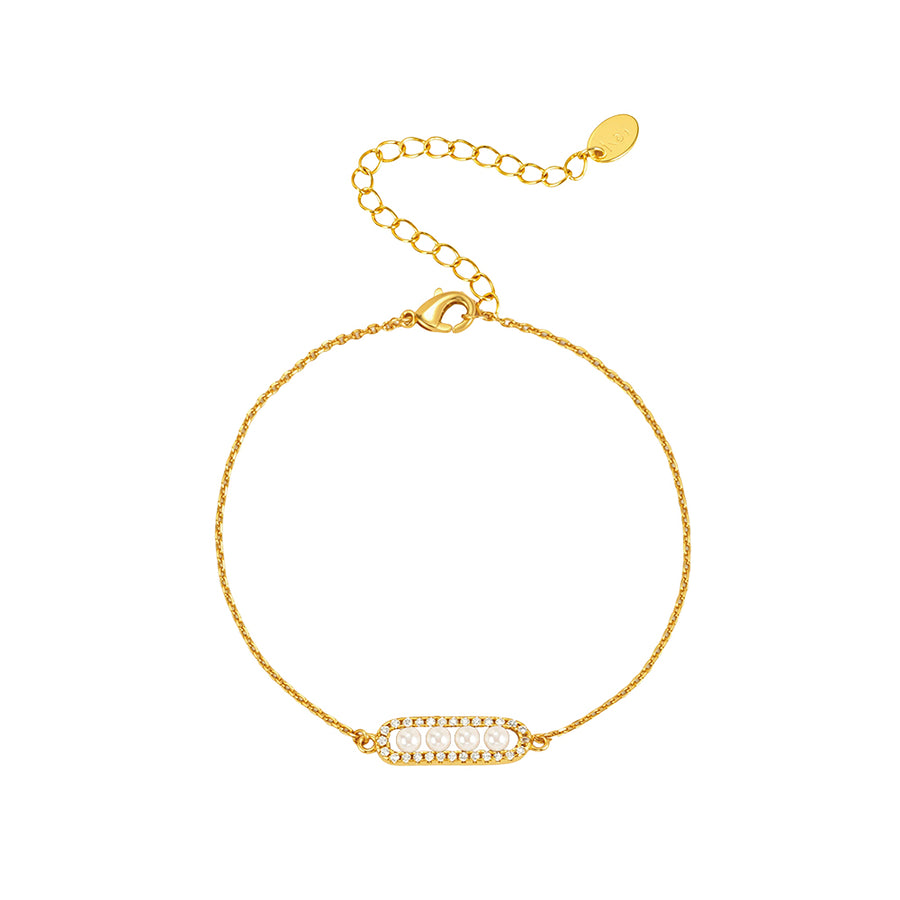The Pink Box Faux Pearl & Crystal Bracelet