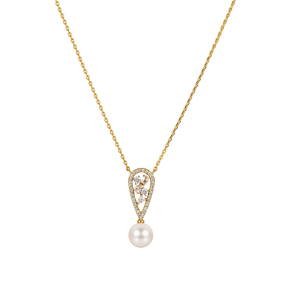 The Pink Box Faux Pearl & Crystal Necklace