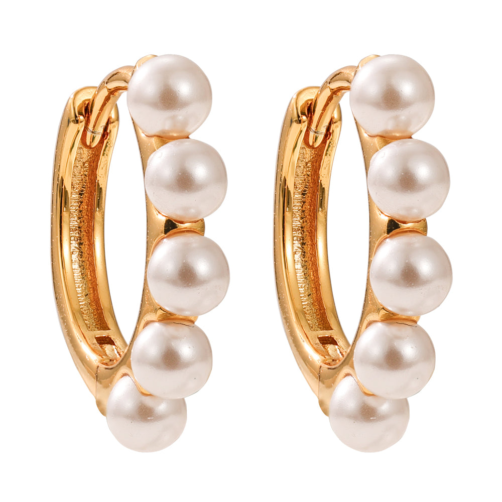 The Pink Box Faux Pearl Hoops