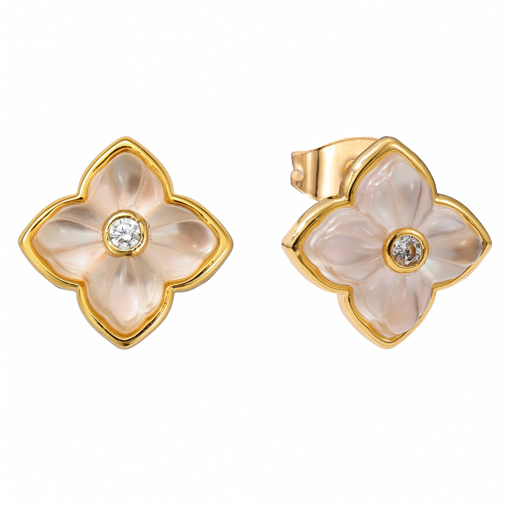 The Pink Box Mother of Pearl Floral Earrings