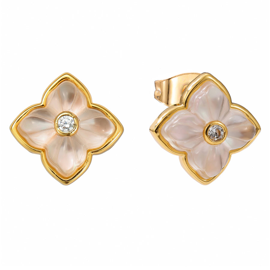 The Pink Box Mother of Pearl Floral Earrings