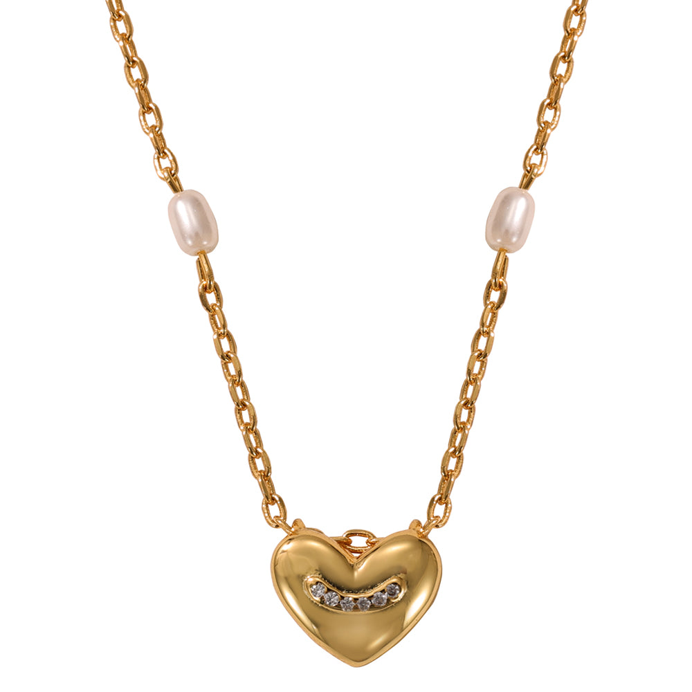 The Pink Box Pearl & Heart Necklace
