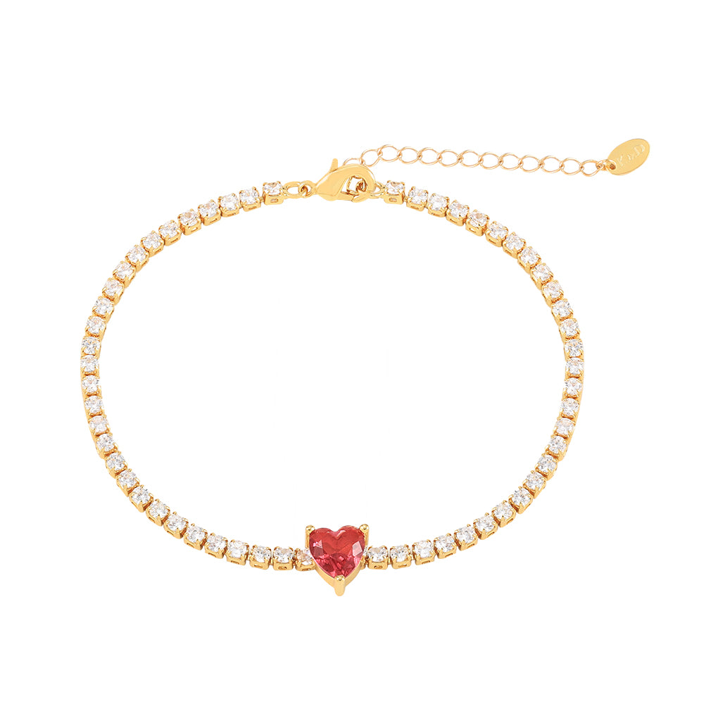 The Pink Box Ruby Heart Bracelet