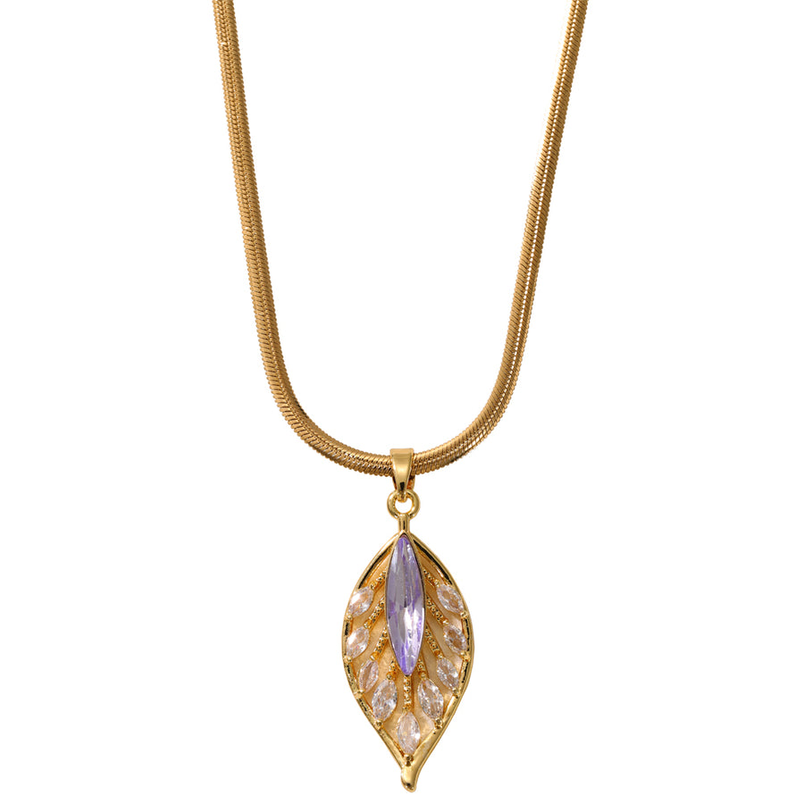 Light Amethyst Leaf Necklace