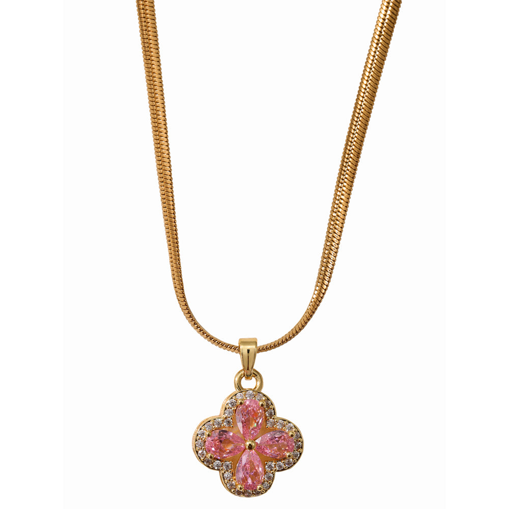 Pink Crystal Clover Pendant