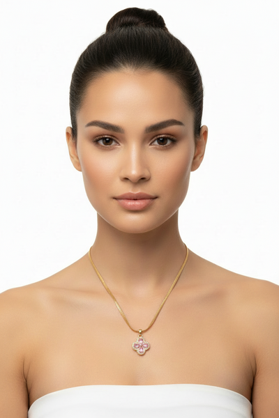 Pink Crystal Clover Pendant