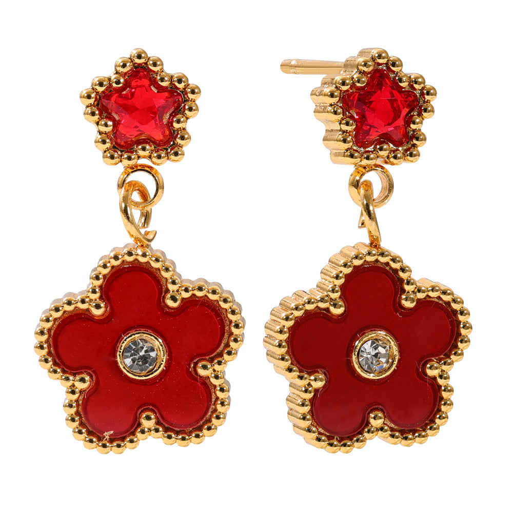 Burgundy & Crystal Earrings